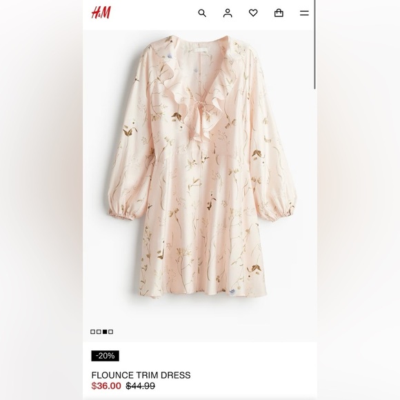 H&M Pink Long Sleeve V-Neck Sundress - Picture 2 of 16